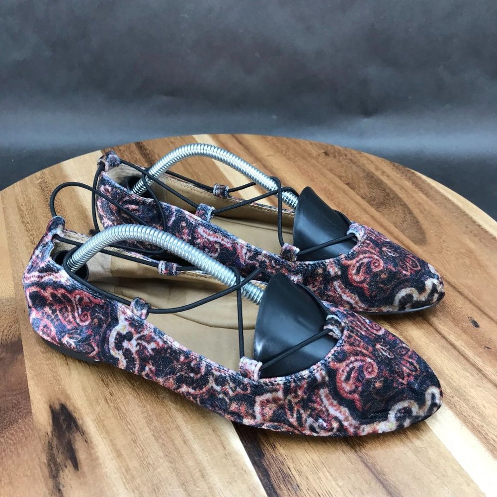 Lucky Brand Pink Paisley Lace Up Flats Shoes Womens Size 6